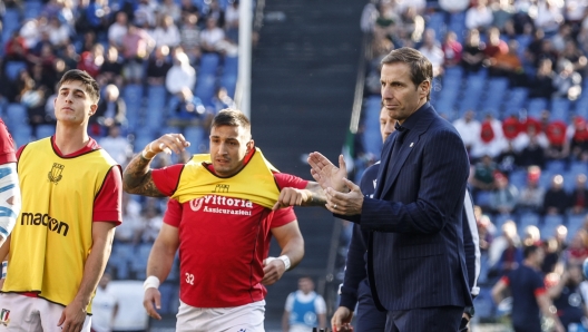 Italys head coach Gonzalo Quesada during the Six Nations rugby match between Italy and England at Olimpico stadium in Rome, Italy, 03 February 2024. ANSA/FABIO FRUSTACI