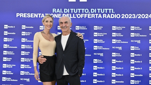 Ema Stokholma e Gino Castaldo, nel corso della presentazione dei palinsesti Radio della Rai a Roma, 12 settembre 2023. ANSA/ALESSANDRO DI MEO