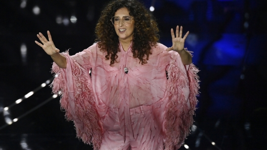 Teresa Mannino performs during the 74th edition of the SANREMO Italian Song Festival at the Ariston Theatre in Sanremo, northern Italy - Thursday, FEBRUARY 8, 2024. Entertainment. (Photo by Marco Alpozzi/LaPresse)