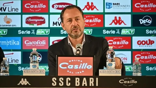 Il presidente del Bari in conferenza sulle parole del padre.