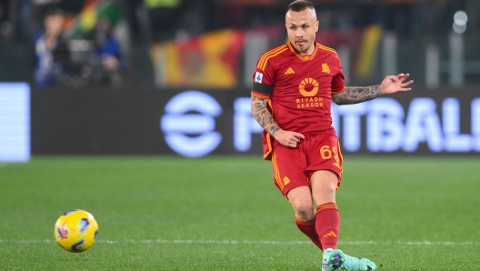 ROME, ITALY - FEBRUARY 05: Angelino of AS Roma in action during the Serie A TIM match between AS Roma and Cagliari - Serie A TIM  at Stadio Olimpico on February 05, 2024 in Rome, Italy. (Photo by Fabio Rossi/AS Roma via Getty Images)