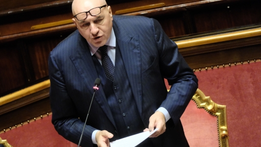 Foto Mauro Scrobogna/LaPresse 08-02-2024 Roma (Italia) Politica - Senato, interrogazioni a risposta immediata - Nella foto: il Ministro della Difesa Guido Crosetto durante il question time  February 08, Rome (Italy) Politics - Senate, questions with immediate answer - In the photo: the Minister of Defense Guido Crosetto during the question time ￼