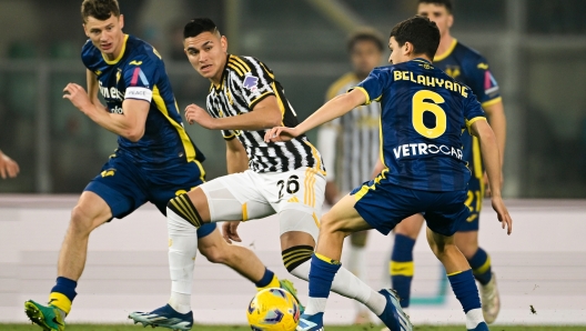 VERONA, ITALY - FEBRUARY 17: Carlos Alcaraz of Juventus during the Serie A TIM match between Hellas Verona FC and Juventus at Stadio Marcantonio Bentegodi on February 17, 2024 in Verona, Italy. (Photo by Daniele Badolato - Juventus FC/Juventus FC via Getty Images)