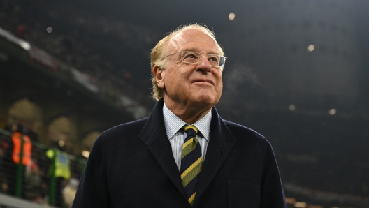 MILAN, ITALY - JANUARY 14: Paolo Scaroni of AC Milan attends before the Serie A TIM match between AC Milan and AS Roma - Serie A TIM  at Stadio Giuseppe Meazza on January 14, 2024 in Milan, Italy. (Photo by Claudio Villa/AC Milan via Getty Images)