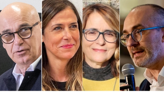 I 4 candidati alle elezioni regionali in Sardegna, (S-D), Renato Soru, Alessandra Todde, Lucia Chessa e Paolo Truzzu. ANSA