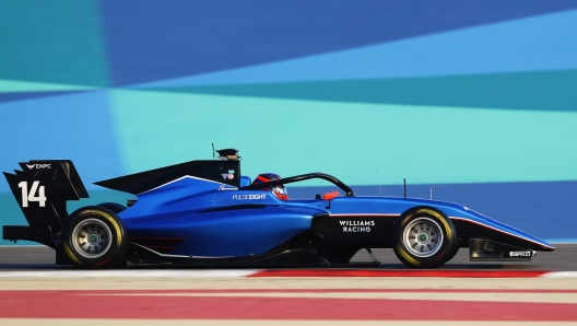 BAHRAIN, BAHRAIN - FEBRUARY 13: Luke Browning of Great Britain and Hitech Pulse-Eight (14) drives on track during day three of Formula 3 Testing at Bahrain International Circuit on February 13, 2024 in Bahrain, Bahrain. (Photo by Joe Portlock - Formula 1/Formula Motorsport Limited via Getty Images)