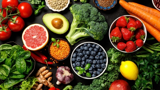 Healthy food. Healthy eating background. Fruit, vegetable, berry.  Vegetarian eating. Superfood