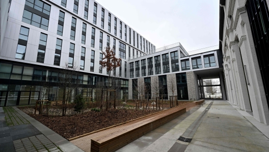 (FILES) This photograph taken on February 16, 2024 shows a general view of the Olympic village where the athletes will be housed in Saint-Ouen-sur-Seine, a nearby suburb of Paris. Five months before the Paris Olympic Games which start July 26-August 11, French President Emmanuel Macron will inaugurate on February 29, 2024, the Olympic village in Saint-Denis, the pharaonic epicenter of these Olympics which will welcome nearly 14,500 athletes with their staff, and whose keys will be given to the organizers. (Photo by Miguel MEDINA / AFP)