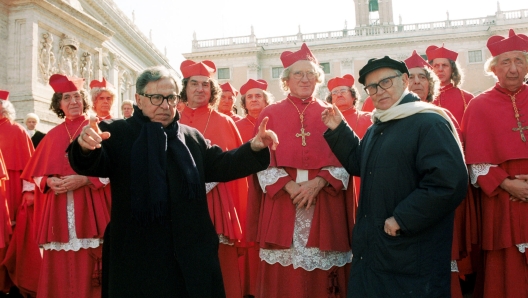 Paolo e Vittorio Taviani sul set della fiction  " Luisa Sanfelice " . UFFICIO STAMPA/ANSA/TO