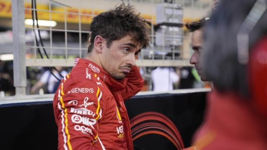 Ferrari driver Charles Leclerc of Monaco during the Formula One Bahrain Grand Prix at the Bahrain International Circuit in Sakhir, Bahrain, Saturday, March 2, 2024. (AP Photo/Darko Bandic)