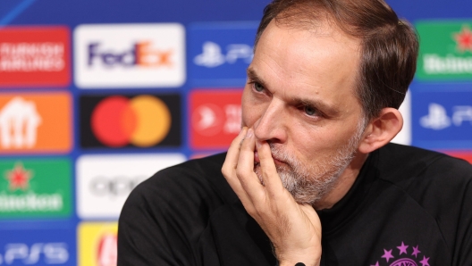 epa11198379 Munich's head coach Thomas Tuchel attends a press conference in Munich, Germany, 04 March 2024. Bayern Munich will face Lazio in a UEFA Champions League Round of 16, 2nd leg soccer match on 05 March.  EPA/ANNA SZILAGYI