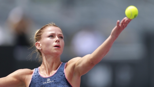 epa10870567 Camila Giorgi of Italy in action against Cristina Bucsa of Spain during a match of the Guadalajara Open WTA 1000, in Guadalajara, Jalisco, Mexico, 19 September 2023.  EPA/Francisco Guasco