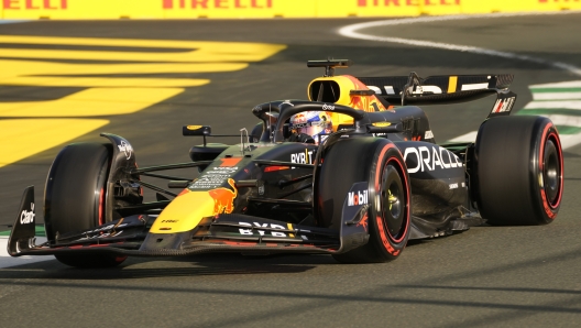 Red Bull driver Max Verstappen of the Netherlands steers his car during the first practice session ahead of the Formula One Saudi Arabian Grand Prix at the Jeddah Corniche Circuit in Jeddah, Saudi Arabia, Thursday, March 7, 2024. The Saudi Arabian Grand Prix will be held on Saturday, March 9, 2024. (AP Photo/Darko Bandic)