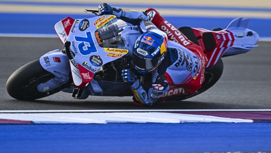 epa11206811 Spanish MotoGP rider Alex Marquez of Gresini Racing MotoGP in action during the free practice session of the Motorcycling Grand Prix of Qatar at the Losail International Circuit in Doha, Qatar, 08 March 2024. The 2024 MotoGP World Championship season's first race will be held at Losail International Circuit on 10 March.  EPA/NOUSHAD THEKKAYIL