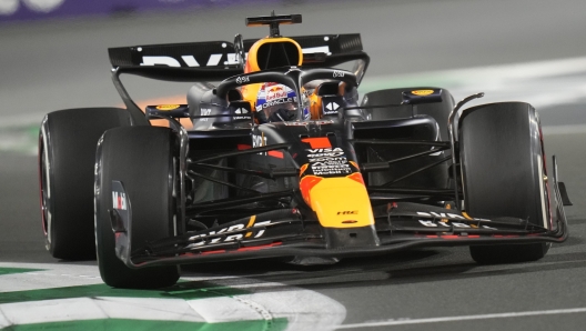 Red Bull driver Max Verstappen of the Netherlands steers his car during the Formula One Saudi Arabian Grand Prix at the Jeddah Corniche Circuit, in Jedda, Saudi Arabia, Saturday, March 9, 2024. (AP Photo/Darko Bandic)