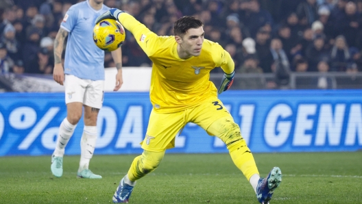 Lazios goalkeeper Christos Mandas during the Italian Cup quarter final soccer match between SS Lazio and AS Roma at the Olimpico stadium in Rome, Italy, 10 January 2024. ANSA/FABIO FRUSTACI