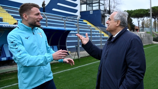 Ciro Immobile e Claudio Lotito
Allenamento Lazio nel centro sportivo di Formello.
Roma, 9 Gennaio 2024
© Marco Rosi / Fotonotizia