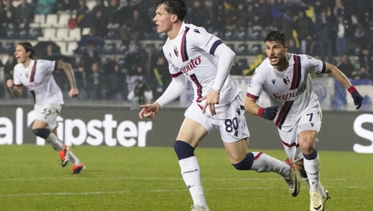 Foto Marco Bucco/LaPresse  15 Marzo 2024- Empoli (FI), Italia  Sport, Calcio  Empoli vs Bologna - Campionato italiano di calcio Serie A TIM 2023/2024 - Stadio Castellani Empoli (FI). Nella foto: Giovanni Fabbian esulta dopo aver segnato il gol dello 0-1  Photo Marco Bucco/LaPresse  March 15, 2024 - Empoli (FI), Italy  Sport, Soccer  Empoli vs Bologna - Italian Serie A Football Championship 2023/2024 - Castellani Stadium Empoli (FI). In the photo: Giovanni Fabbian celebrates after scoring the goal of 0-1