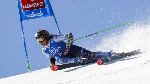 SAALBACH, AUSTRIA - MARCH 17 : Federica Brignone of Team Italy in action during the Audi FIS Alpine Ski World Cup Finals Women's Giant Slalom on March 17, 2024 in Saalbach Austria. (Photo by Christophe Pallot/Agence Zoom/Getty Images)