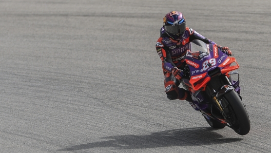 Ducati Spanish rider Jorge Martin competes during the MotoGP qualifying session of the Portuguese Grand Prix at the Algarve International Circuit in Portimao on March 23, 2024. (Photo by PATRICIA DE MELO MOREIRA / AFP)