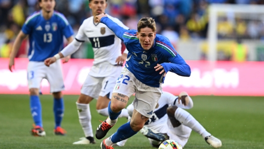 HARRISON, NEW JERSEY - MARCH 24: Nicolo Zaniolo of Italy in action during the International Friendly match between Ecuador and Italy at Red Bull Arena on March 24, 2024 in Harrison, New Jersey.   Claudio Villa/Getty Images/AFP (Photo by CLAUDIO VILLA / GETTY IMAGES NORTH AMERICA / Getty Images via AFP)