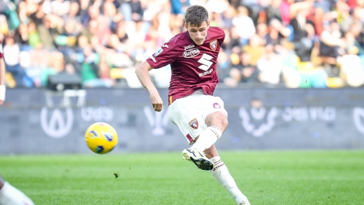 Torino's Gvidas Gineitis tries to score during the italian soccer Serie A match between Udinese Calcio vs Torino FC on march 16, 2024 at the Bluenergy stadium in Udine, Italy. ANSA/Ettore Griffoni