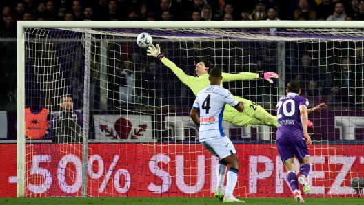 Atalanta’s goalkeeper Marco Carnesecchi during the Coppa Italia Frecciarossa semi-final match between Fiorentina and Atalanta - Coppa Italia Frecciarossa at Artemio Franchi Stadium - Sport, Soccer - Florence, Italy - Wednesday April 3, 2024 (Photo by Massimo Paolone/LaPresse)