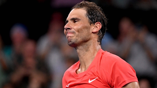 (FILES) Spain's Rafael Nadal celebrates victory after his men's singles match against Jason Kubler of Australia at the Brisbane International tennis tournament in Brisbane on January 4, 2024. Rafael Nadal announced on April 4, 2024 his withdrawal from the Masters 1000 in Monte-Carlo, which begins on April 7, 2024 as he is not being physically ready. (Photo by William WEST / AFP) / --IMAGE RESTRICTED TO EDITORIAL USE - STRICTLY NO COMMERCIAL USE--