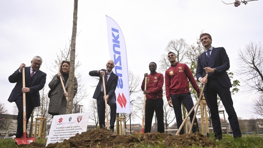 -during the planting ceremony of the 11 trees donated to the city by Suzuki together with the Torino Fc. April 4, 2024. sport. (Photo by Fabio Ferrari/LaPresse)