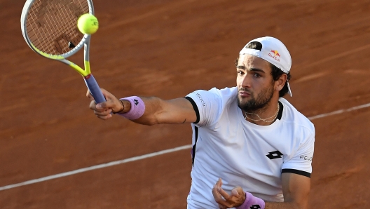 Matteo Berrettini of Italy in action against John Millman of Australia during their men's singles second round match at the Italian Open tennis tournament in Rome, Italy, 12 May 2021.  ANSA/ETTORE FERRARI