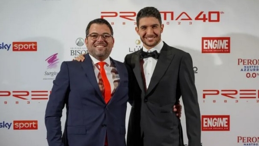 René Rosin con Esteban Ocon alla festa per i 40 anni del team Prema Racing