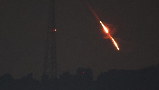 epa11277782 A view shows drones or missiles vying for targets at undisclosed locations in northern Israel, early 14 April 2024. According to the IDF on early 14 April, Iran launched missiles from its territory toward the territory of the State of Israel. The IDF called for people to be alert and act according to the Home Front Commandâ??s guidelines.  EPA/ATEF SAFADI