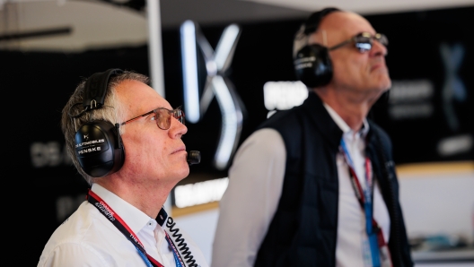 TAVARES Carlos, CEO Stellantis group, portrait FINOT Jean Marc, Senio VP Stellantis Motorsport, portrait during the 2024 Misano ePrix, 5th meeting of the 2023-24 ABB FIA Formula E World Championship, on the Misano World Circuit Marco Simoncelli from April 11 to 14, 2024 in Misano Adriatico, Italy - Photo Germain Hazard / DPPI