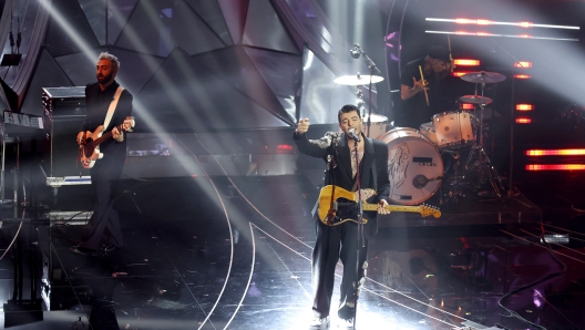 SANREMO, ITALY - FEBRUARY 10: The Kolors band attends the 74th Sanremo Music Festival 2024 at Teatro Ariston on February 10, 2024 in Sanremo, Italy. (Photo by D.Venturelli/Daniele Venturelli/Getty Images )