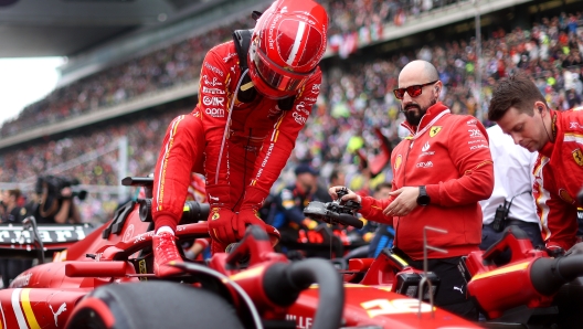 SHANGHAI, CHINA - APRIL 21: Charles Leclerc of Monaco and Ferrari prepares to drive on the grid prior to the F1 Grand Prix of China at Shanghai International Circuit on April 21, 2024 in Shanghai, China. (Photo by Lars Baron/Getty Images)