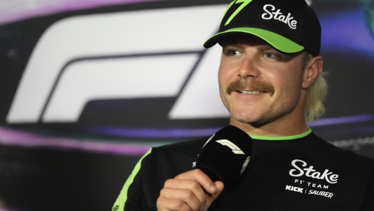 Sauber driver Valtteri Bottas, of Finland, answers a question during a press conference ahead of the Formula One Miami Grand Prix auto race, Thursday, May 2, 2024, in Miami. (AP Photo/Rebecca Blackwell)