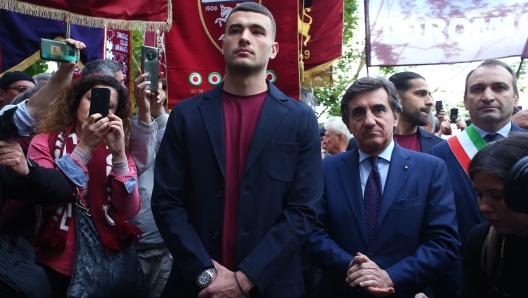 FC Torino's Alessandro Buongiorno  during the Superga ceremony  , north Italy - Saturday  04 May , 2024. Sport - Soccer . (Photo by Spada/LaPresse)