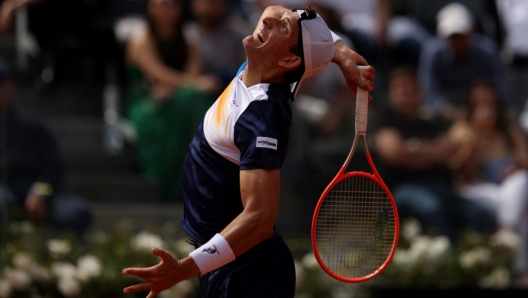 ROME, ITALY - MAY 08: Francesco Passaro of Italy during their men's singles first round match match against Christian Garin of Chile on day one of the Internazionali BNL D'Italia at Foro Italico on May 08, 2022 in Rome, Italy. (Photo by Alex Pantling/Getty Images)