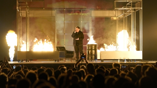 ISAAK of Germany performs the song Always on the Run during the first semi-final at the Eurovision Song Contest in Malmo, Sweden, Tuesday, May 7, 2024. (AP Photo/Martin Meissner)