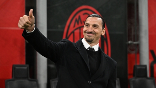 MILAN, ITALY - APRIL 22:  Zlatan Ibrahimovic of AC Milan attends during the Serie A TIM match between AC Milan and FC Internazionale at Stadio Giuseppe Meazza on April 22, 2024 in Milan, Italy. (Photo by Claudio Villa/AC Milan via Getty Images)