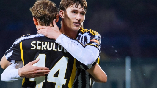 PESARO, ITALY - APRIL 28: Nikola Sekulov of Juventus Next Gen after scoring goal during the Serie C Match between Vis Pesaro and Juventus Next Gen on April 28, 2024 in Pesaro, Italy. (Photo by Juventus FC/Juventus FC via Getty Images)