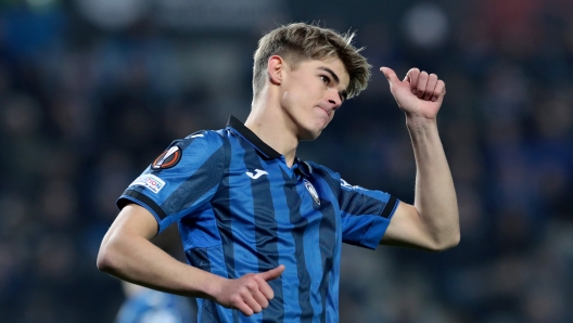 BERGAMO, ITALY - MARCH 14: Charles De Ketelaere of Atalanta BC reacts during the UEFA Europa League 2023/24 round of 16 second leg match between Atalanta and Sporting CP at the Stadio di Bergamo on March 14, 2024 in Bergamo, Italy. (Photo by Emilio Andreoli/Getty Images)