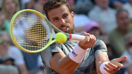 Stefano Napolitano (ITA) during her match against Nicolas Jarry (CHI)   at the Italian Open tennis tournament in Rome, Monday, May 13, 2024.(Alfredo Falcone/LaPresse)