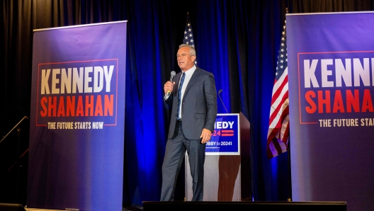 AUSTIN, TEXAS - MAY 13: Independent Presidential candidate Robert F. Kennedy Jr. speaks to attendees during a campaign rally at Brazos Hall on May 13, 2024 in Austin, Texas. Kennedy and his running mate Nicole Shanahan, a Silicon Valley millionaire, rallied with supporters as they continue campaigning across the country for presidency ahead of the November 5, 2024 general election.   Brandon Bell/Getty Images/AFP (Photo by Brandon Bell / GETTY IMAGES NORTH AMERICA / Getty Images via AFP)