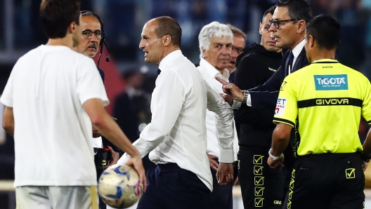 JuventusÕ coach Massimiliano Allegri leaves the pitch after his red card during the Italian Cup (Coppa Italia) final soccer match between Atalanta BC and Juventus FC at the Olimpico stadium in Rome, Italy, 15 May 2024. ANSA/ANGELO CARCONI