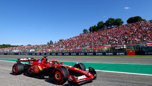 IMOLA, ITALY - MAY 18: Charles Leclerc of Monaco driving the (16) Ferrari SF-24 on track during qualifying ahead of the F1 Grand Prix of Emilia-Romagna at Autodromo Enzo e Dino Ferrari Circuit on May 18, 2024 in Imola, Italy. (Photo by Lars Baron/Getty Images)