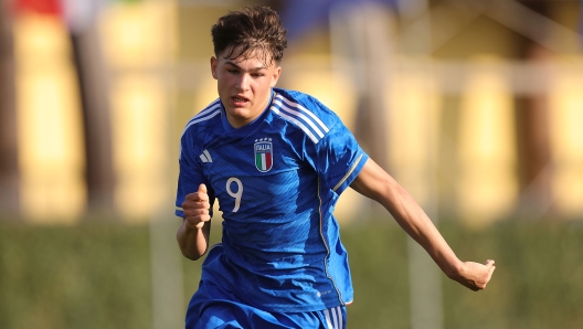 FLORENCE, ITALY - MARCH 24: Mattia Mosconi of Italy U16 in action during the U16 international friendly match between Italy and Germany at Tecnical Centre of Coverciano on March 24, 2023 in Florence, Italy.  (Photo by Gabriele Maltinti/Getty Images)