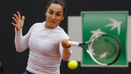 Martina Trevisan of Italy in action against Yulia Putintseva of Kazakhstan during their first round match at the at the Italian Open tennis tournament in Rome, Italy, 07 May 2024. ANSA/FABIO FRUSTACI