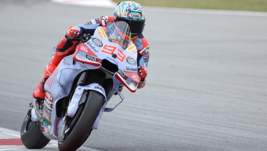 Ducati Spanish rider Marc Marquez competes during the first MotoGP free practice session of the Moto Grand Prix of Catalonia at the Circuit de Catalunya on May 24, 2024 in Montmelo on the outskirts of Barcelona. (Photo by LLUIS GENE / AFP)