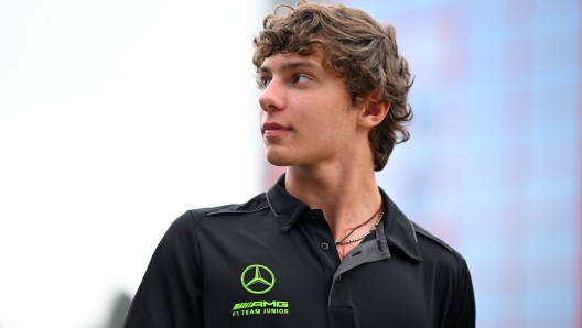 IMOLA, ITALY - MAY 16: F2 driver Andrea Kimi Antonelli of Italy and PREMA Racing (4) walks in the F1 Paddock during previews ahead of the F1 Grand Prix of Emilia-Romagna at Autodromo Enzo e Dino Ferrari Circuit on May 16, 2024 in Imola, Italy. (Photo by Rudy Carezzevoli/Getty Images)